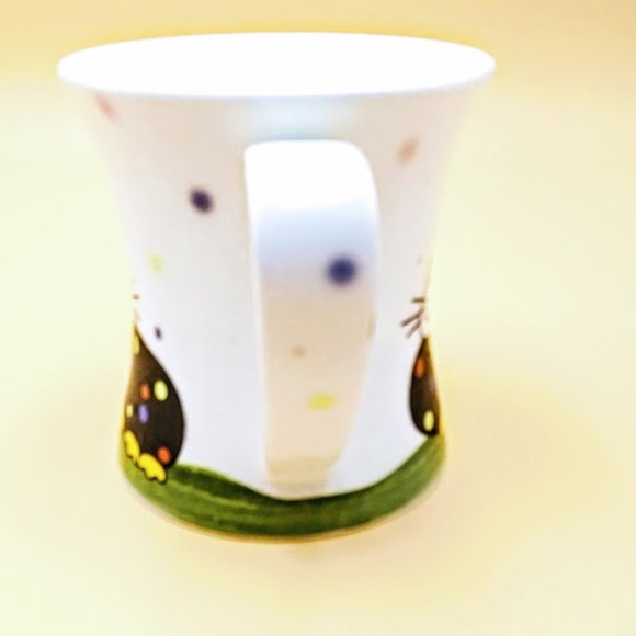 SMILING CAT MUG W/MULTI COLORED DOTS*FINE BONE CHINA MUG - Picture 4 of 5